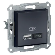 Gniazdka elektryczne - Schneider USB A+C Asfora z ramką - antracyt - miniaturka - grafika 1