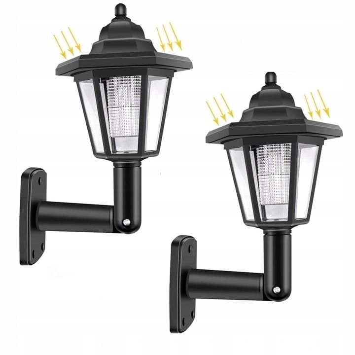 RETRO LAMPA SOLARNA KINKIET NA ŚCIANE DO OGRODU NAŚCIENNA 2X ZESTAW