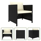 Sofy ogrodowe - Sofa ogrodowa z poduszkami z czarnego polirattanu The Living Store - miniaturka - grafika 1