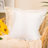 Poszewki na poduszki - Poszewka bawełniana z przeszyciem i wykończeniem ażurowym, kolor biały, rozmiar 40x40 cm, Rachela 40x40 cm - miniaturka - grafika 1