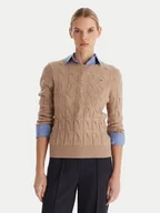 Swetry damskie - Tommy Hilfiger Sweter WW0WW43586 Beżowy Regular Fit - miniaturka - grafika 1