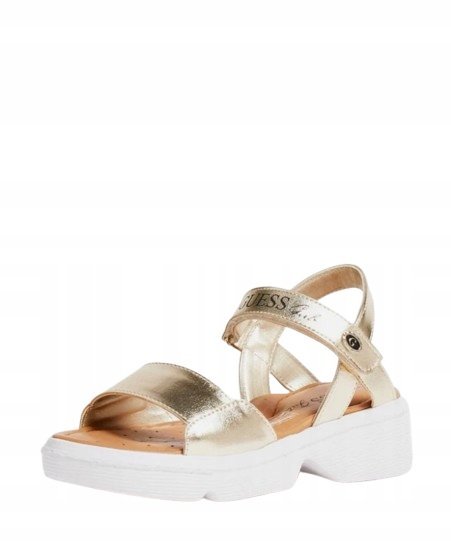 Guess Sandałki Dziewczęce Z Zapięciem Na Pasek Złote 28 Gpa
