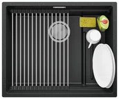 Zlewozmywaki - Zlewozmywak granitowy z dużą komorą XXL jednokomorowy + wkładka ociekowa gratis Praga 60 Step Level kolor Grafitowy. Baterie kuchenne i syfon do wyboru. Primagran - miniaturka - grafika 1