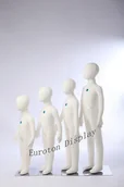 Manekiny wystawowe - Eurotondisplay R3468. 4 manekiny dziecięce elastyczne zginane ciało manekin biały manekin tkanina bawełniana manekiny dziecięce dzieci metalowa płyta - miniaturka - grafika 1
