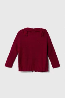 Swetry dla dziewczynek - Sisley kardigan z domieszką wełny dziecięcy kolor różowy - grafika 1