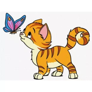 Ideyka Malowanie po numerach - Kot i motyl 30x40cm - Malowanie po numerach - miniaturka - grafika 1