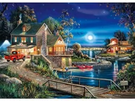 Zabawki kreatywne - Haft Diamentowy, Obraz, Mozaika Diamentowa Diamond Painting, Gospodarstwo Nocą 40X30Cm - miniaturka - grafika 1