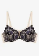 Biustonosze - Granatowo-Beżowy Koronkowy Biustonosz z Kwiatowym Motywem Nelamis - Renee - miniaturka - grafika 1