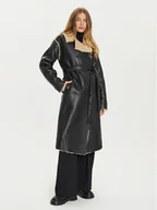 Płaszcze damskie - Brave Soul Kożuch LJK-BRIONY Czarny Regular Fit - miniaturka - grafika 1