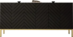MEGSTYL KOMODA 160CM Z 3 DRZWICZKAMI NA ZŁOTYCH NÓŻKACH - GALA 2 Czarny mat - Czarny połysk - Komody - miniaturka - grafika 1