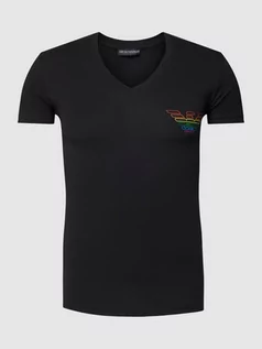 Koszulki męskie - T-shirt z dekoltem w serek model ‘RAINBOW LOGO’ - grafika 1