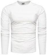 Koszulki męskie - Koszulka Męska z Długim Rękawem Bawełniany Longsleeve Gładki Biały L - miniaturka - grafika 1