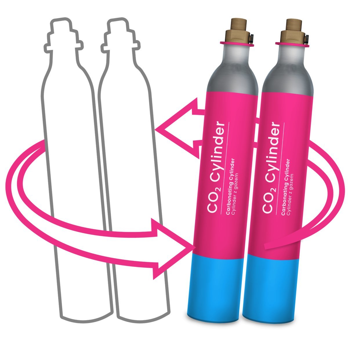 Gaz CO2 do naboju różowego Quick Connect dla saturatorów, 2 sztuki