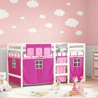 Łóżka dla dzieci i młodzieży - Dziecięce łóżko na antresoli, różowe zasłonki, 80x200 cm Lumarko! - miniaturka - grafika 1