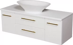 Szafka wisząca biały mat z umywalką nablatową 120 cm Belli Gold Gante - Szafki łazienkowe - miniaturka - grafika 1