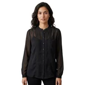 Koszule damskie - Koszula damska Pepe Jeans Sonia lekka prześwitujaca czarna -XS - miniaturka - grafika 1