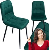 Krzesła - Krzesło tapicerowane welurowe do salonu jadalni velvet loft butelkowa zieleń - miniaturka - grafika 1