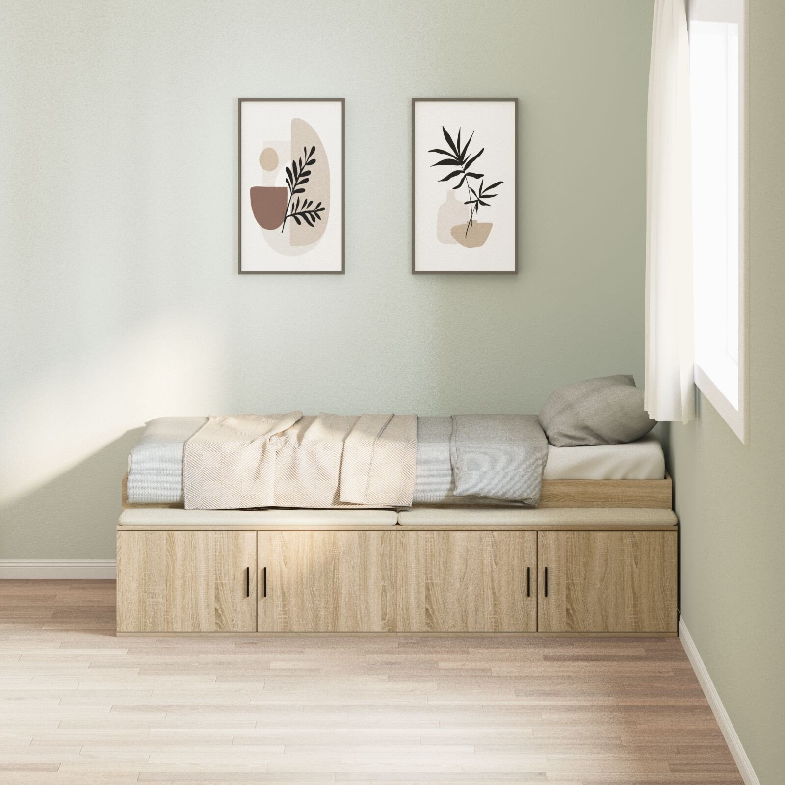 vidaXL Rama łóżka Dąb Sonoma 100x200 cm