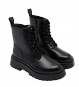 Botki damskie - Pepe Jeans Queen Bass Damskie Buty Czarne Botki Sznurowane 37 Awe - miniaturka - grafika 1