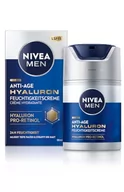 Kremy do twarzy - NIVEA MEN Anti-Age Hyaluron krem nawilżający, do pielęgnacji twarzy z kwasem hialuronowym, pro-retinolem i LSF 15, krem do twarzy zapewnia nawilżenie przez 24 godziny i widoczne zmarszczki (50 ml) - miniaturka - grafika 1