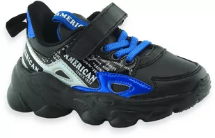 Modne sportowe buty chłopięce American Club BD04/21 Black/Blue - Buty dla chłopców - miniaturka - grafika 1