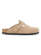 Klapki i japonki damskie - Birkenstock Skórzane chodaki "Boston Leve" w kolorze beżowym - miniaturka - grafika 1