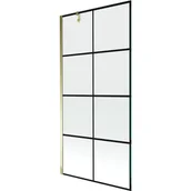 Parawany nawannowe - Mexen Next parawan nawannowy 1-skrzydłowy 90 x 150 cm, czarny wzór, złoty - miniaturka - grafika 1