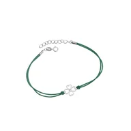 Biżuteria dla dzieci - Srebrna bransoletka 925 Koniczynka Szczęścia sznurkowa zieleń - miniaturka - grafika 1
