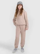 Spodnie i spodenki dla dziewczynek - 4F Spodnie dresowe joggery dziewczęce - beżowe 152 (11-12 lat) - miniaturka - grafika 1