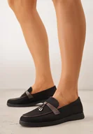 Mokasyny damskie - Czarne Eleganckie Mokasyny VICES z Imitacji Zamszu ze Skórzaną Wkładką Jaenith - miniaturka - grafika 1
