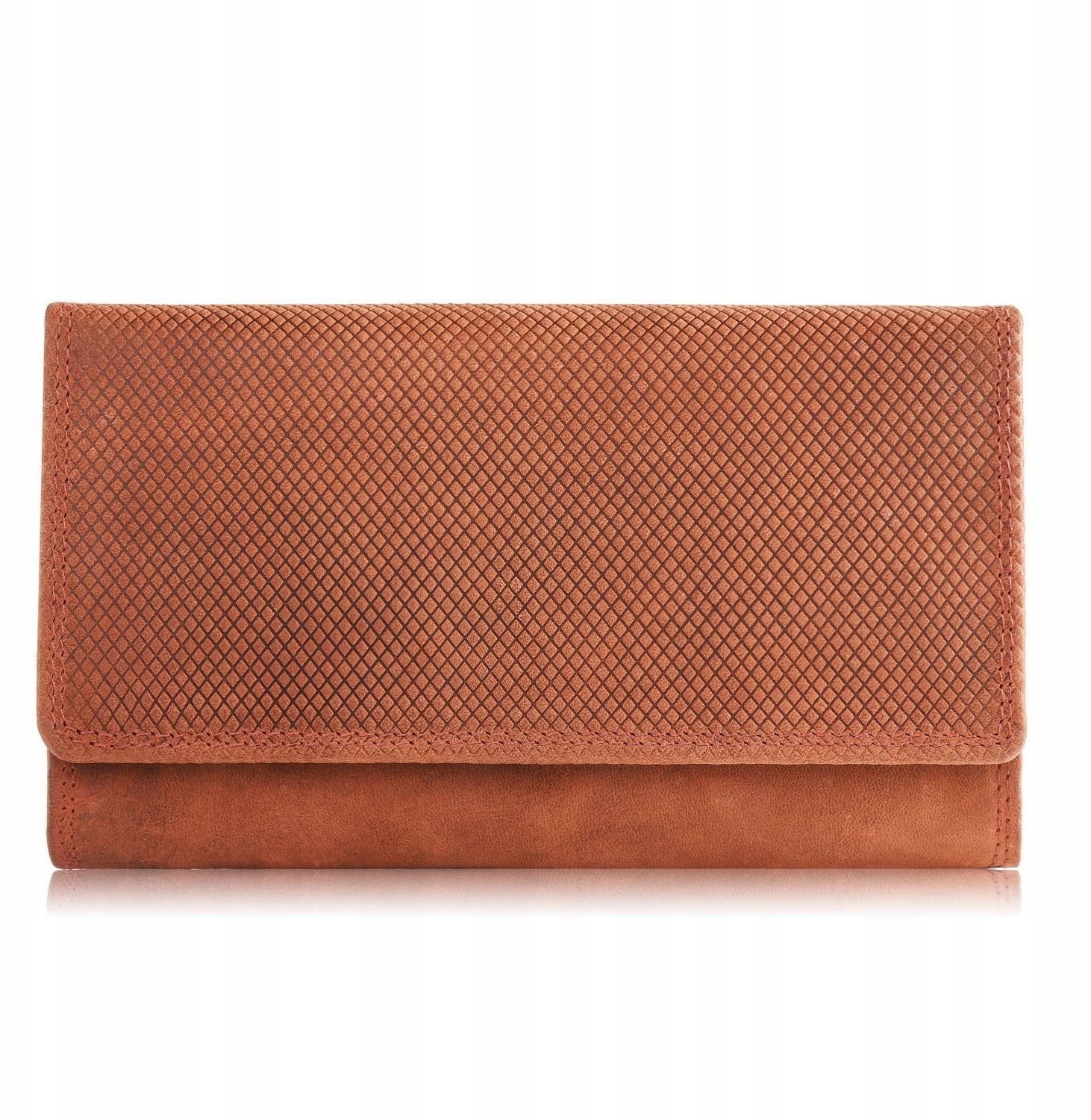 Paolo Peruzzi Portfel damski skórzany duży pomarańczowy pojemny vintage T-113-HOR