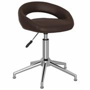 Krzesła - shumee Obrotowe krzesło stołowe brązowe obite sztuczną skórą - miniaturka - grafika 1