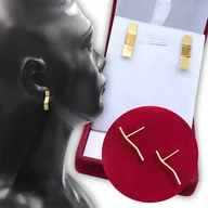 Kolczyki - Kolczyki Złote Asymetryczne Blaszki - Pozłacana Stal chirurgiczna - miniaturka - grafika 1