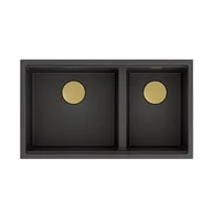 Zlewozmywaki - QUADRON Zlewozmywak CLARK 842 onyx, odpływ złoty BM3319102U-BL-PVDG10 - miniaturka - grafika 1