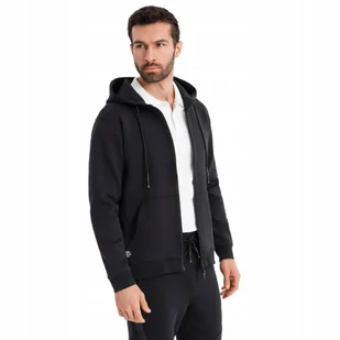 Rozpinana bluza dresowa hoodie streetwear czarna Ombre OM-SSZP-0213 V3 L - Bluzy męskie - miniaturka - grafika 1