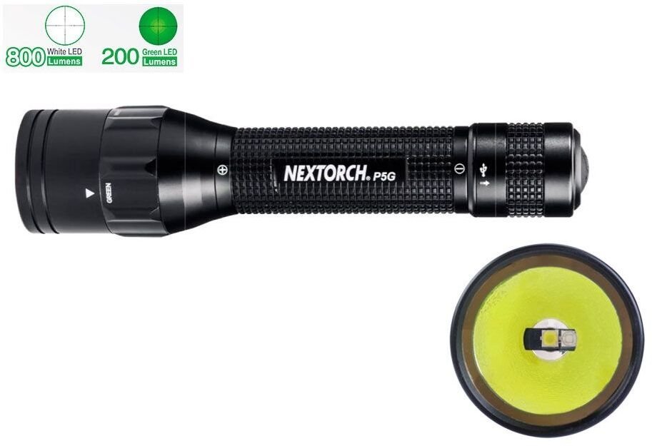 Nextorch Latarka P5G LED DUAL-LIGHT Ricaricabile 800 Lm WHITE- 200 Lm GREEN