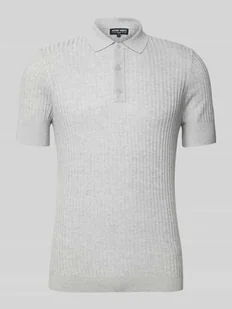 Koszulka polo o kroju slim fit z fakturowanym wzorem - Koszulki męskie - miniaturka - grafika 1