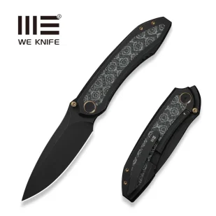 Nóż składany WE Knife Winsome Black Titanium/Gray G10/Rose Pattern Carbon Fiber, Black Stonewashed M390 (WE23092-1) - Noże - miniaturka - grafika 1