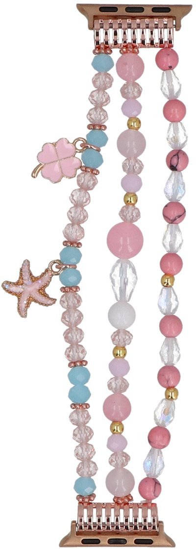GlacierX bransoleta do smartwatcha Multi Strand Beaded Charm Bracelet Crystal Pink do Apple Watch 38/40/41mm Różowo-turkusowa