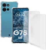 Etui i futerały do telefonów - Bizon Elastyczne etui + 2x folia na ekran Case Clear Pack do Motorola Moto G75 5G - miniaturka - grafika 1