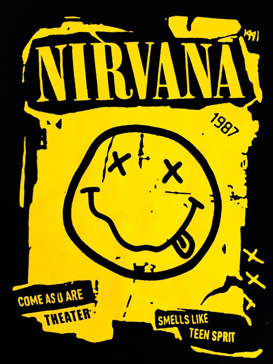 PODKŁADKA POD MYSZ Nadruk 22x18 cm Nirvana Smiley Kurt Cobain ROCK Prezent