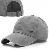 Czapki i chusty sportowe męskie - CZAPKA z Daszkiem Vintage Bejsbolówka Bawełniana JASNOSZARA Pako Jeans - miniaturka - grafika 1