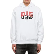 Bluzy męskie - Bluza męska dresowa Diesel S-Girk z kapturem biała z nadrukiem -S - miniaturka - grafika 1