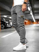 Spodnie sportowe męskie - Szare bojówki spodnie męskie joggery dresowe Denley JX8709A - miniaturka - grafika 1