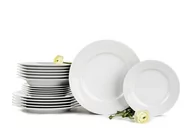 Serwisy obiadowe - Zestaw obiadowy porcelana 18 elementów biały / wzór koronki dla 6 os. AMELIA BIAŁA KORONKA Konsimo - miniaturka - grafika 1