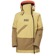 Kurtki narciarskie - Helly Hansen Powchaser Asymmetric, kurtka narciarska, damska, jasnobrązowy/żółty - miniaturka - grafika 1
