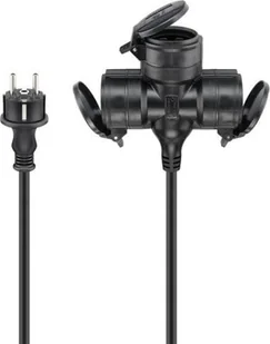 Goobay Potrójny przedłużacz zewnętrzny, 25 m, czarny - Długość kabla 25 m - Kable - miniaturka - grafika 1