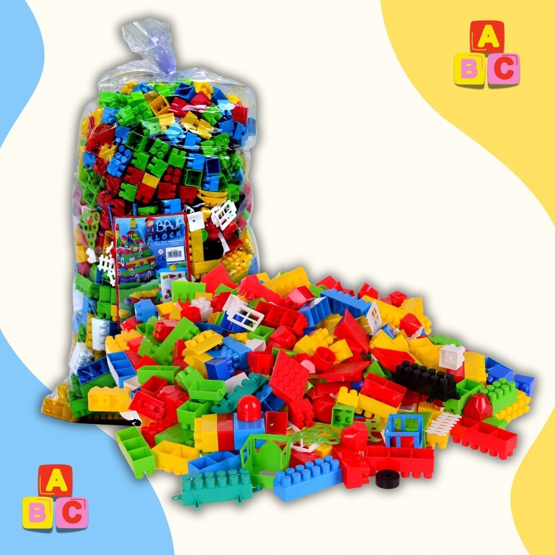 KLOCKI KONSTRUKCYJNE PLASTIKOWE KREATYWNE 500 EL WOREK CEGŁY KOSTKI ZESTAW