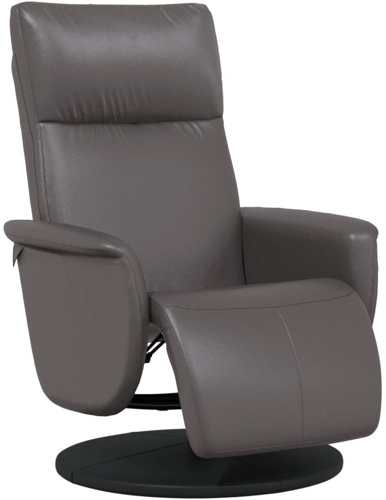 Rozkładany fotel z podnóżkiem, szary, sztuczna skóra