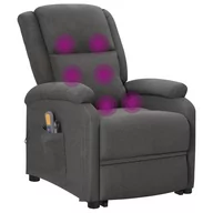 Fotele - Lumarko Podnoszony fotel masujący, rozkładany, ciemnoszary, tkanina - miniaturka - grafika 1